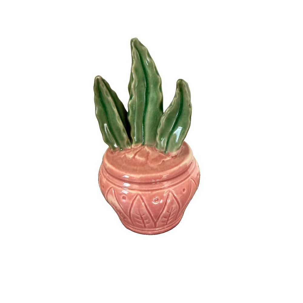 Southwest Cactus Planter Figurine Painted Ceramic